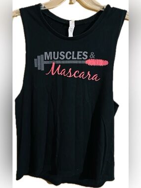 Star Tee Women’s Medium “muscles & mascara” black & pink Tank